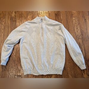Ashworth Gray Pima Cotton Jacquard  Zip-Up Sweater With Full Lining Size XL